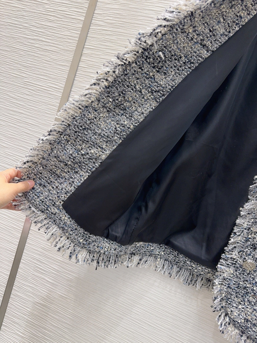 Cha 25fw mid-length elegant tweed coat