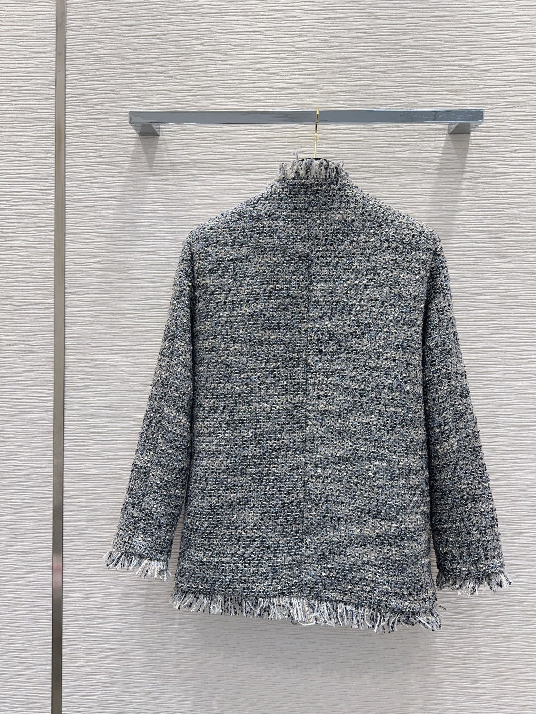 Cha 25fw mid-length elegant tweed coat