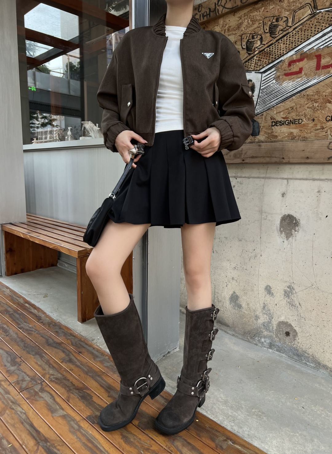 Pra 25fw fashionable classic triangle logo jacket