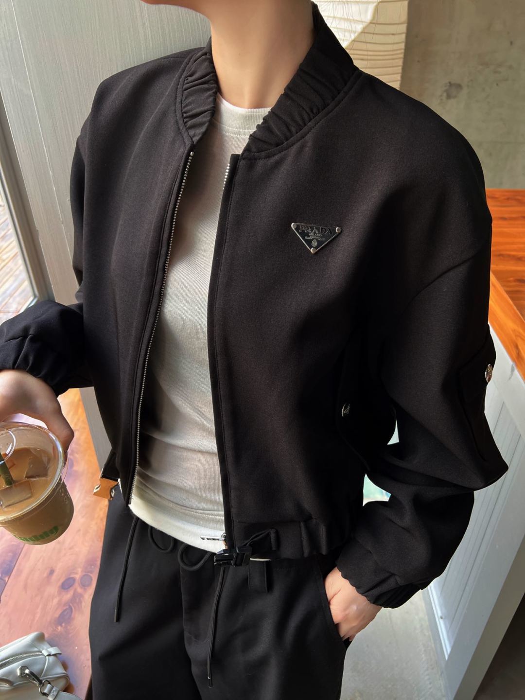 Pra 25fw fashionable classic triangle logo jacket