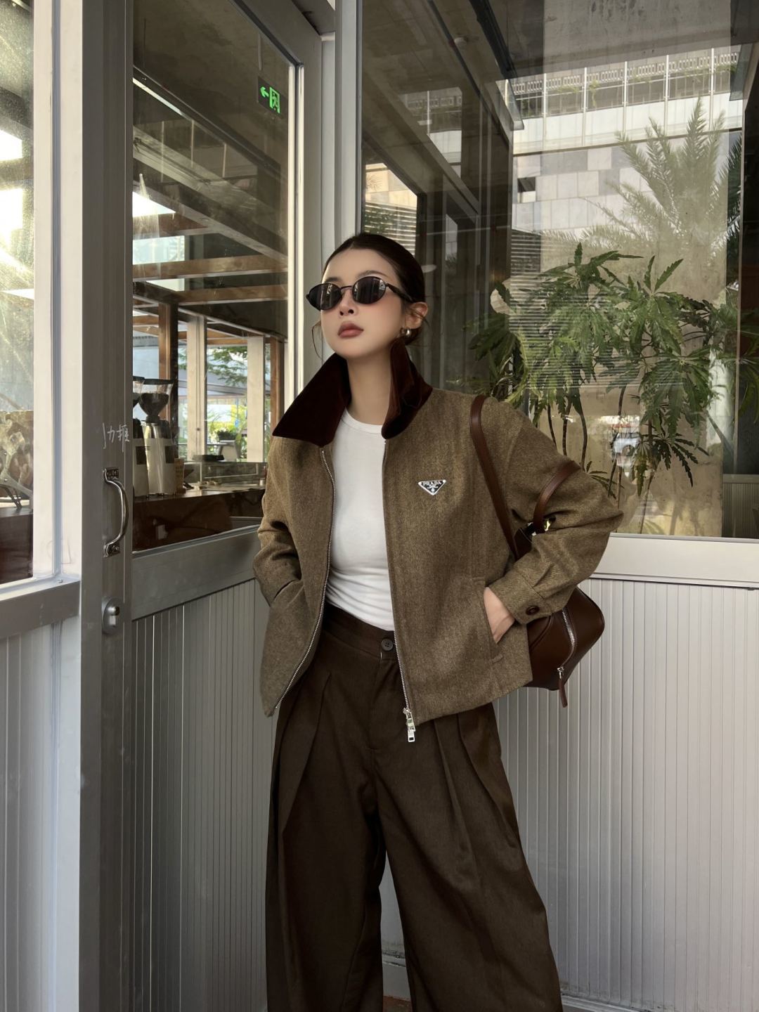 Pra 25fw fashionable classic triangle logo jacket