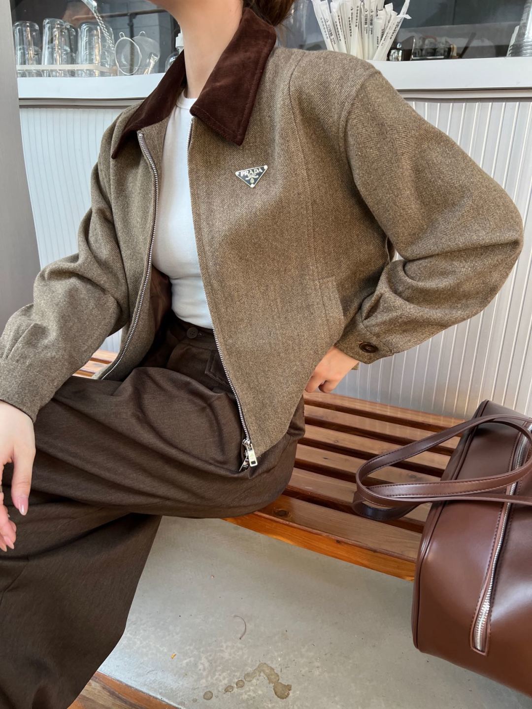 Pra 25fw fashionable classic triangle logo jacket