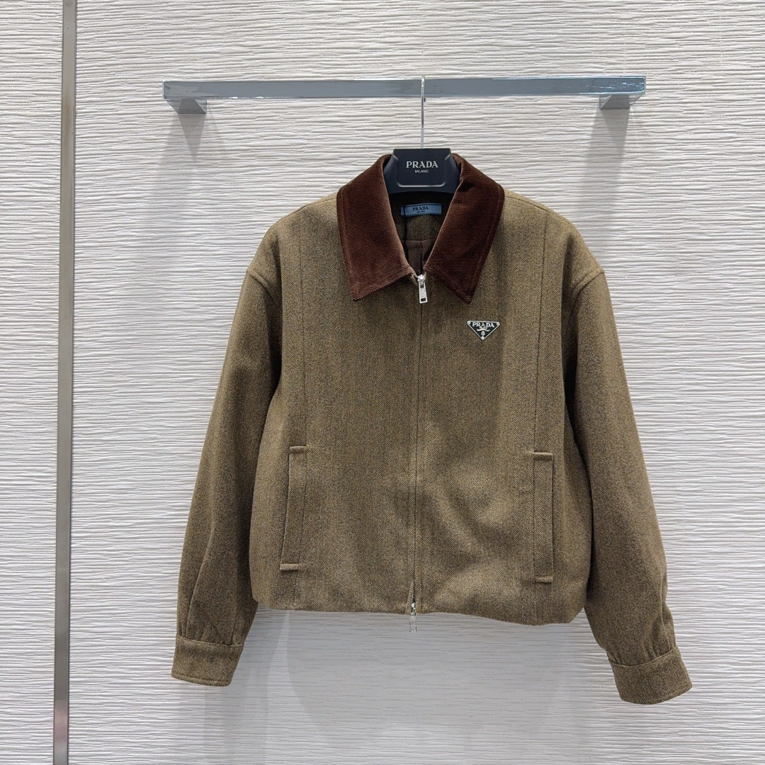 Pra 25fw fashionable classic triangle logo jacket