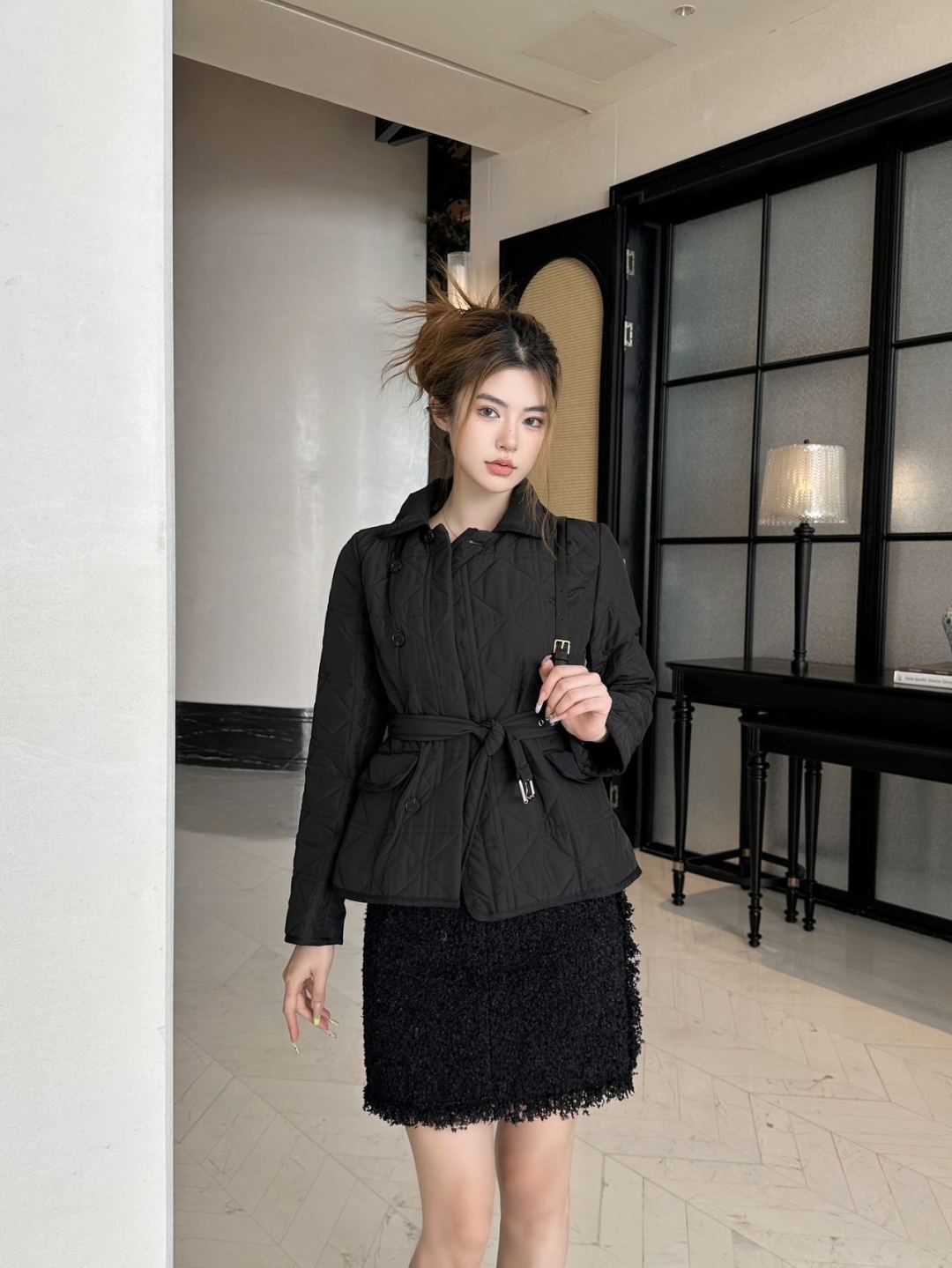 Cd 25fw new lapel cannage coat