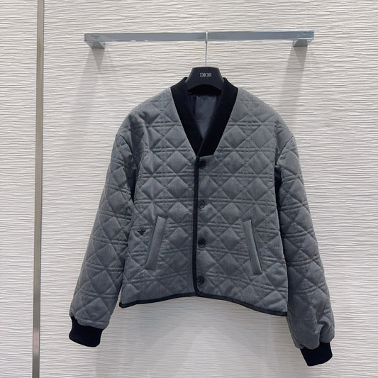 Cd 25fw V-neck patchwork jacket/cotton coat