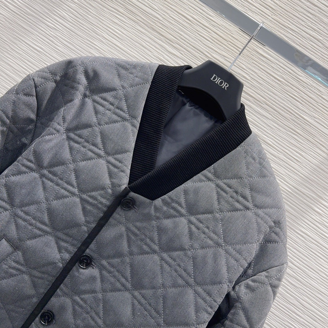 Cd 25fw V-neck patchwork jacket/cotton coat