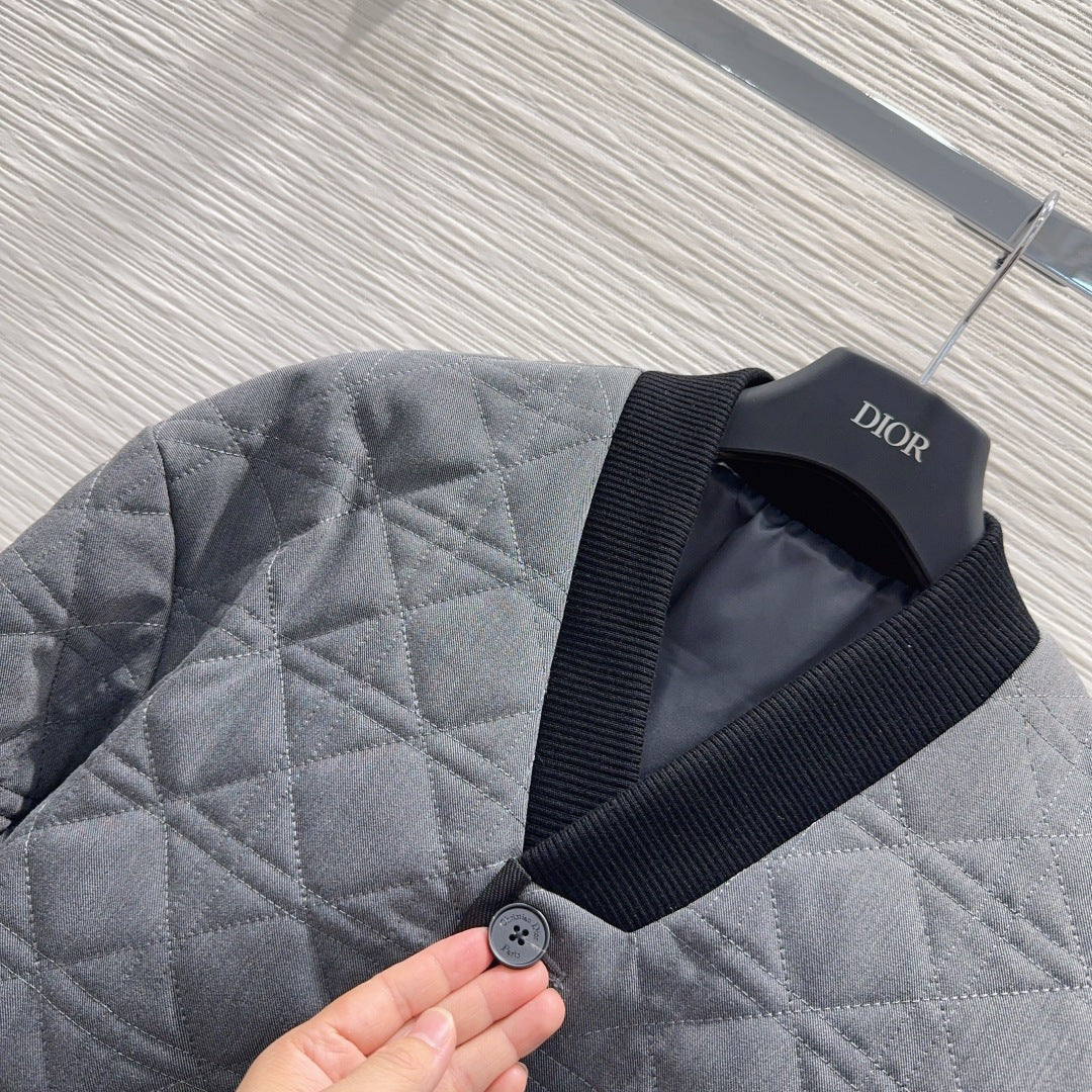 Cd 25fw V-neck patchwork jacket/cotton coat