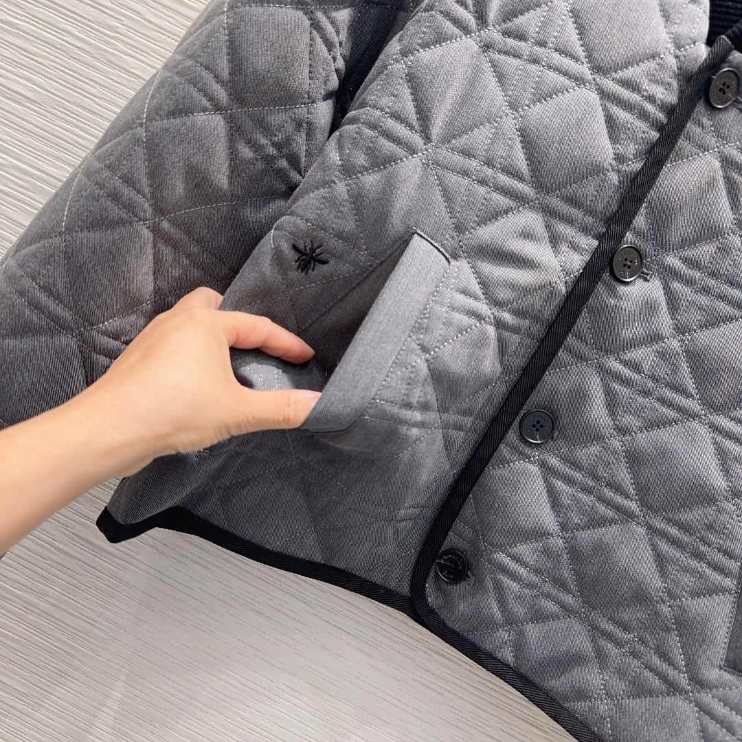 Cd 25fw V-neck patchwork jacket/cotton coat