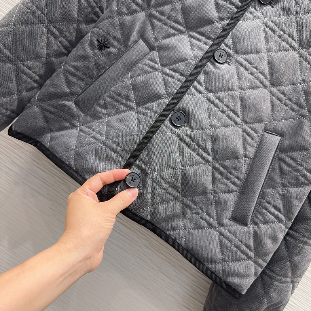 Cd 25fw V-neck patchwork jacket/cotton coat