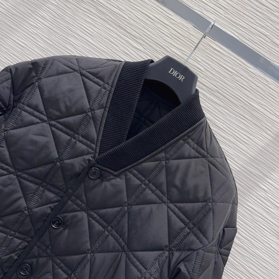 Cd 25fw V-neck patchwork jacket/cotton coat