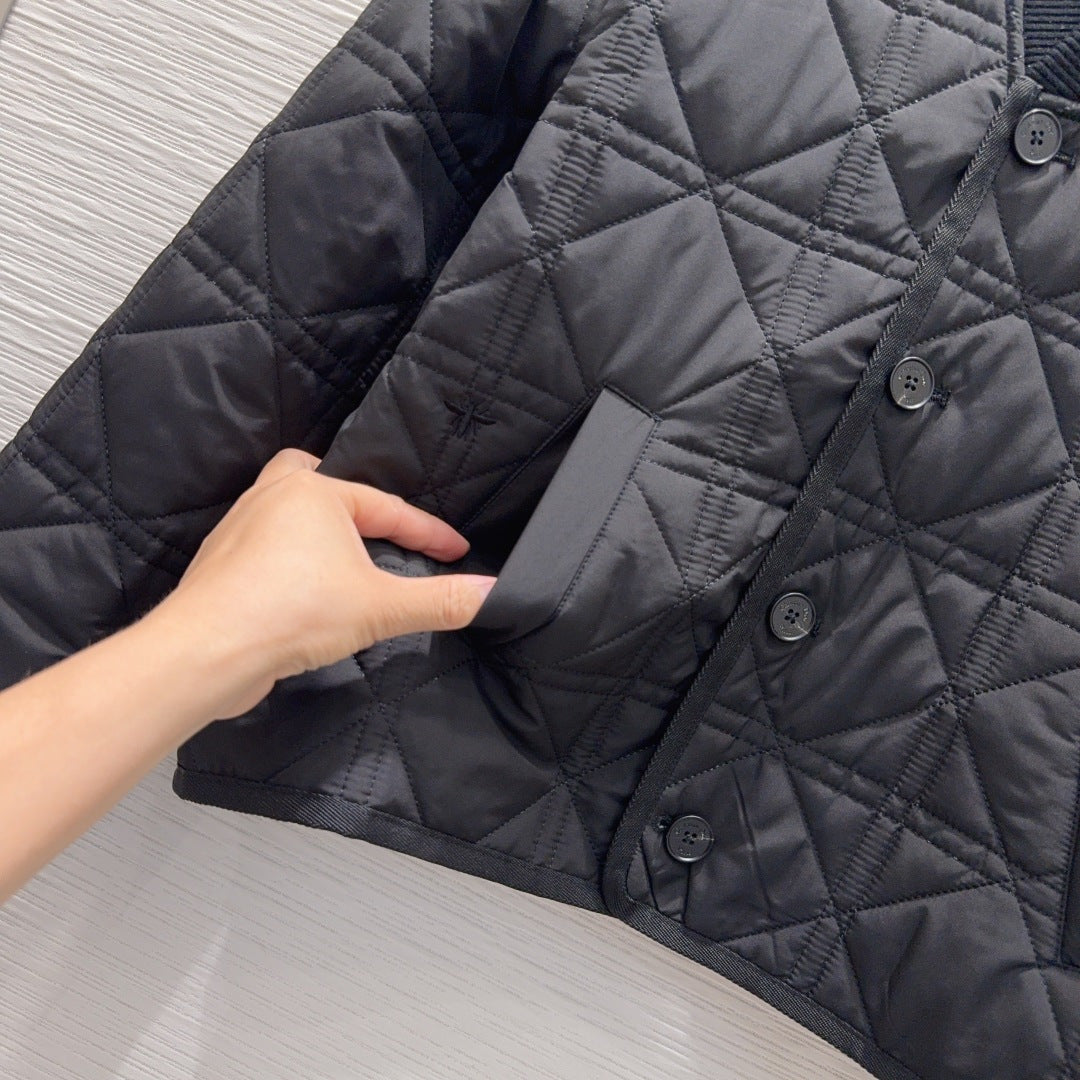 Cd 25fw V-neck patchwork jacket/cotton coat