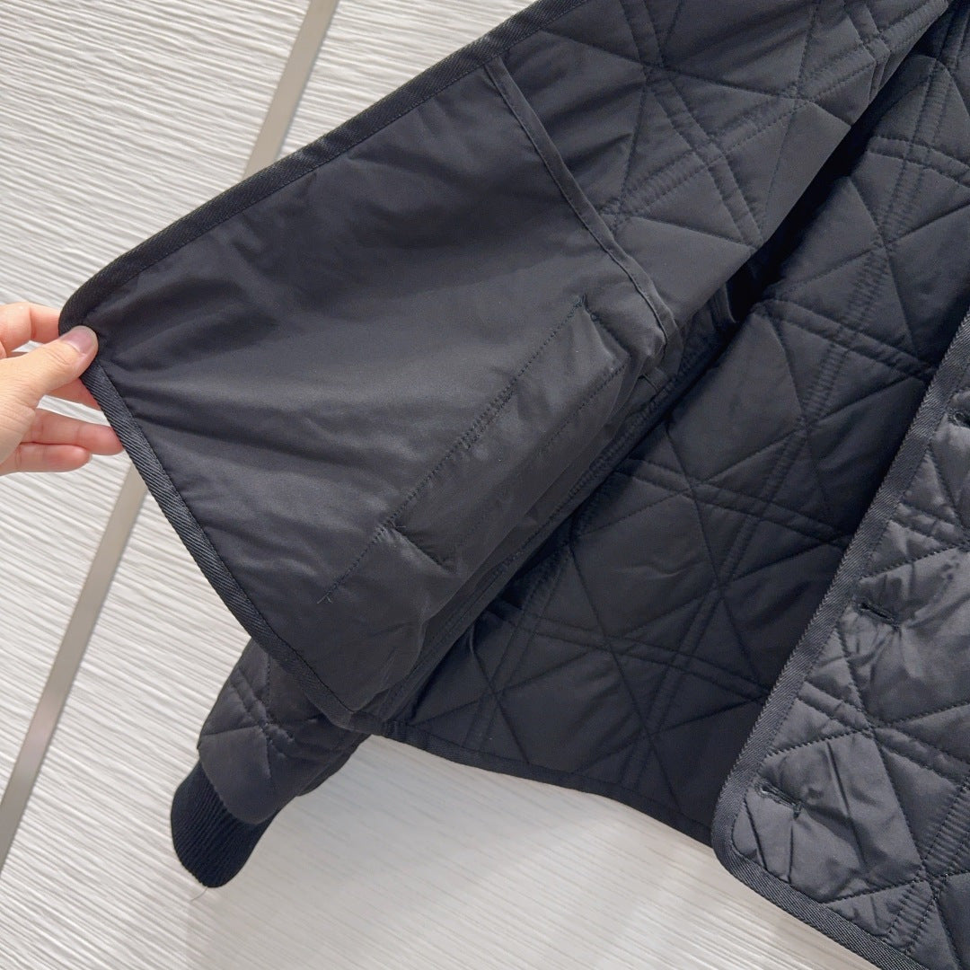 Cd 25fw V-neck patchwork jacket/cotton coat