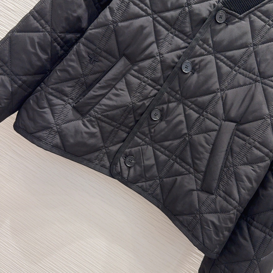 Cd 25fw V-neck patchwork jacket/cotton coat