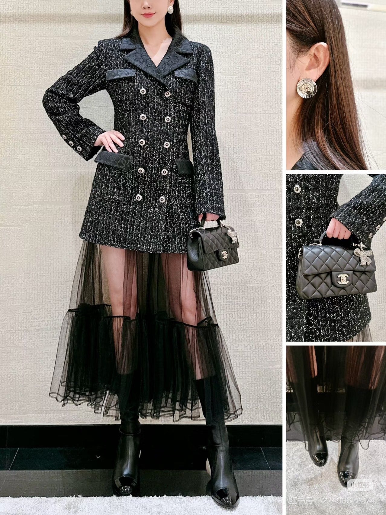 Cha**25fw new tweed overcoat