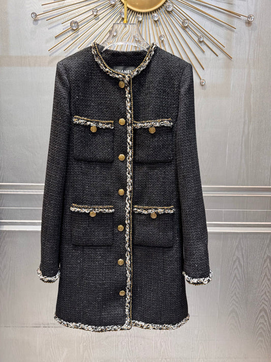Cha**25fw new black tweed coat