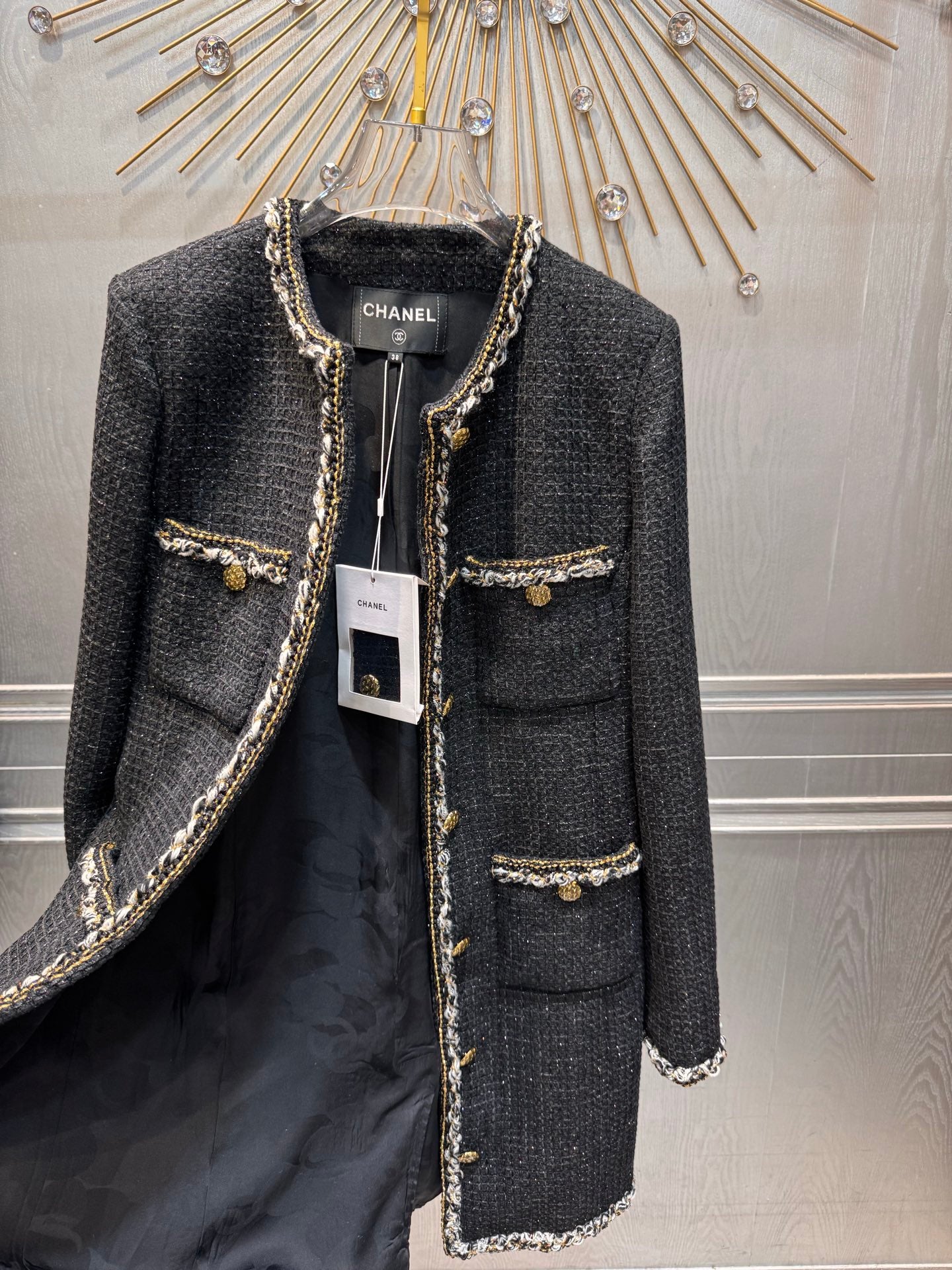 Cha**25fw new black tweed coat