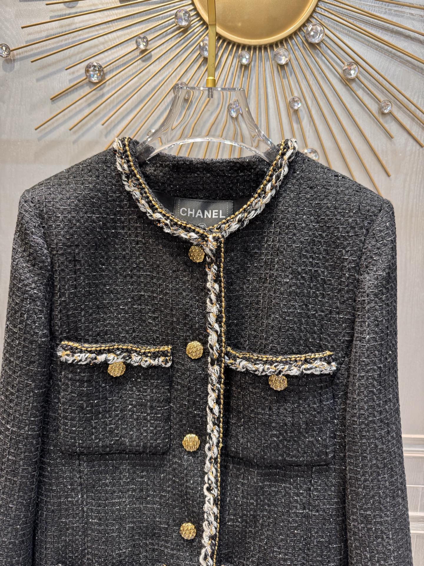 Cha**25fw new black tweed coat