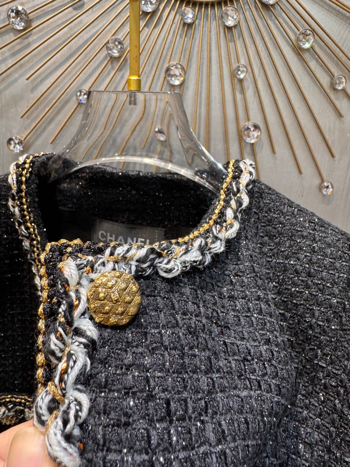 Cha**25fw new black tweed coat