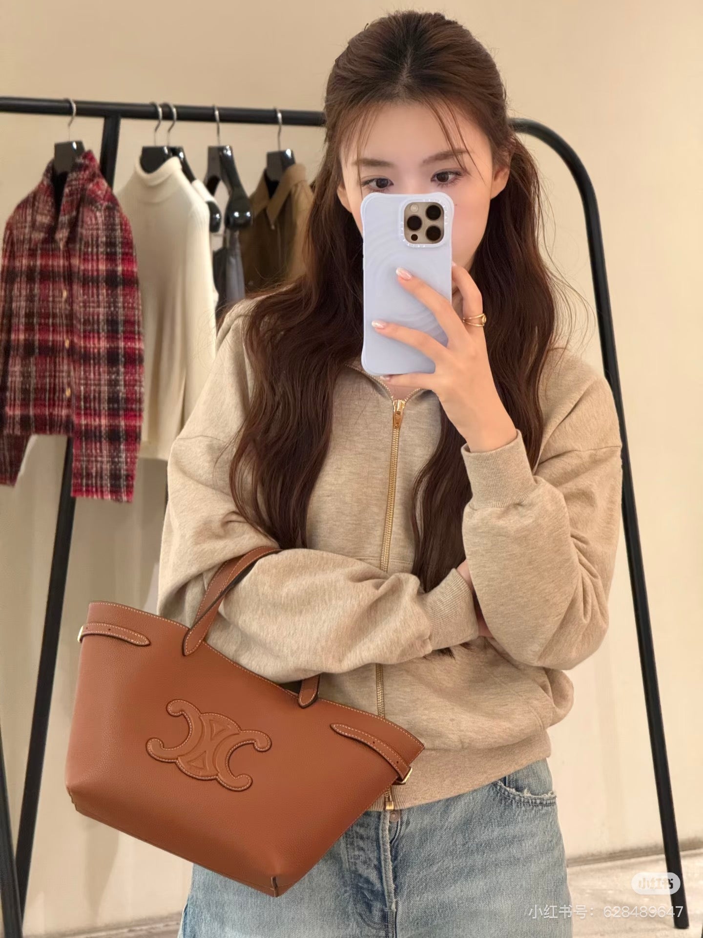 Cel**25fw badge zipper hoodie