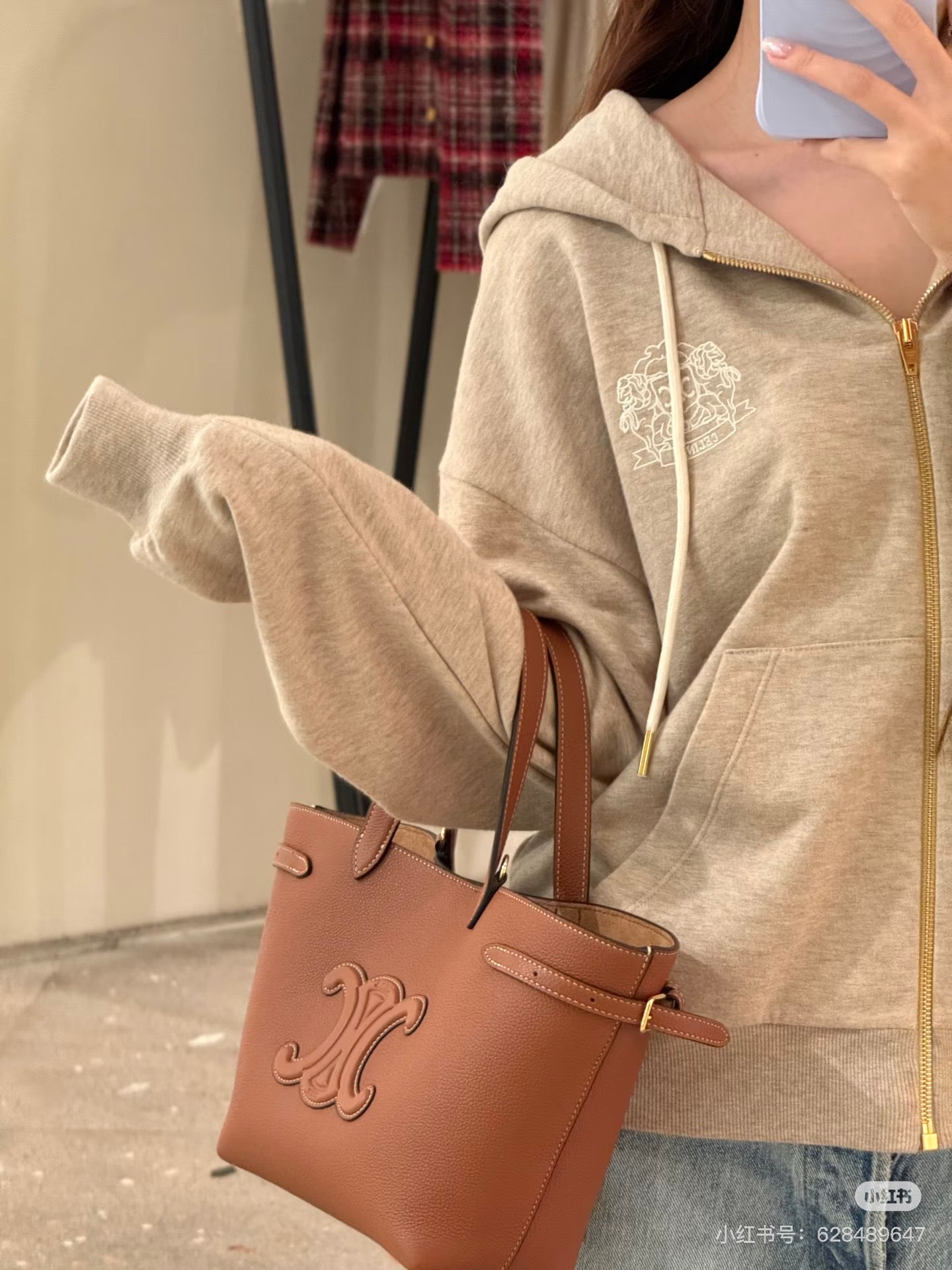 Cel**25fw badge zipper hoodie