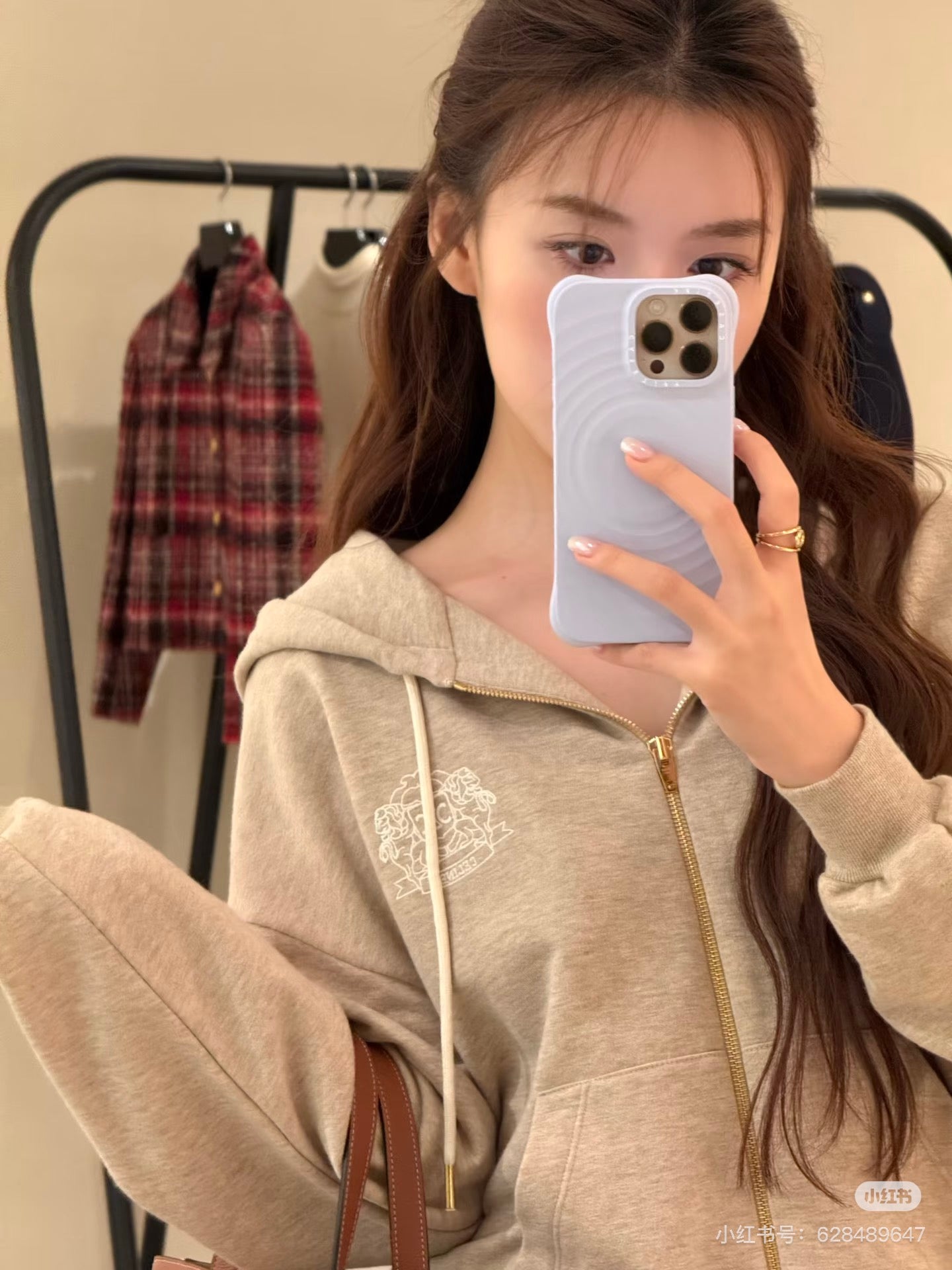 Cel**25fw badge zipper hoodie