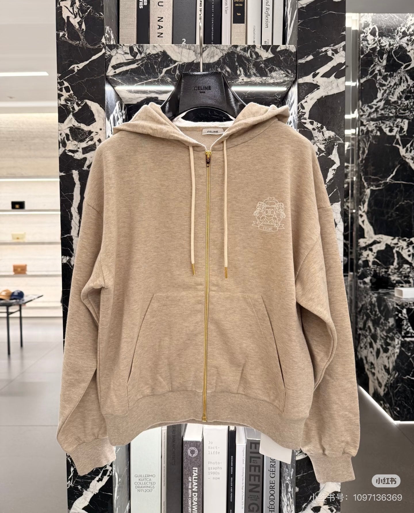 Cel**25fw badge zipper hoodie