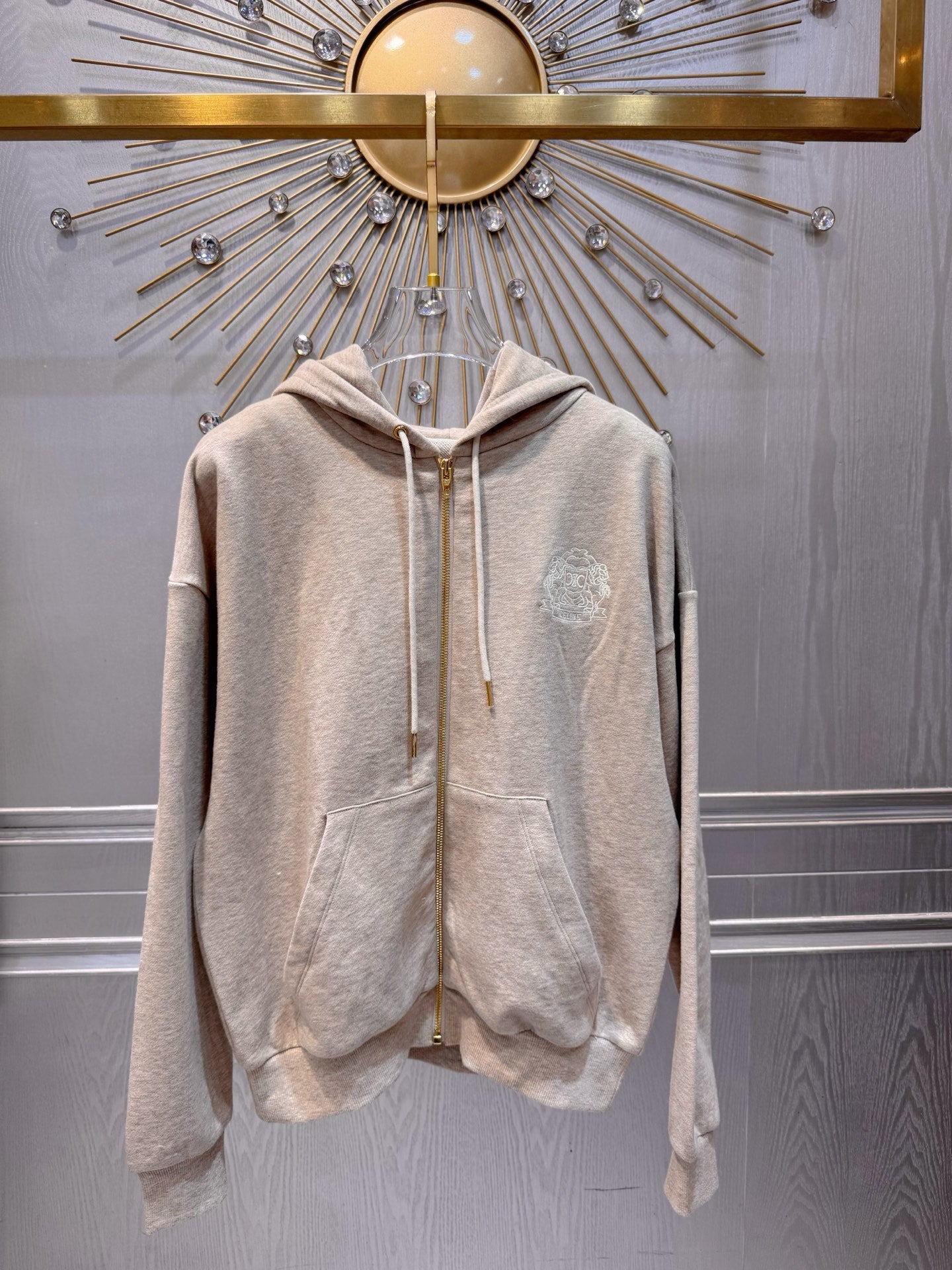 Cel**25fw badge zipper hoodie