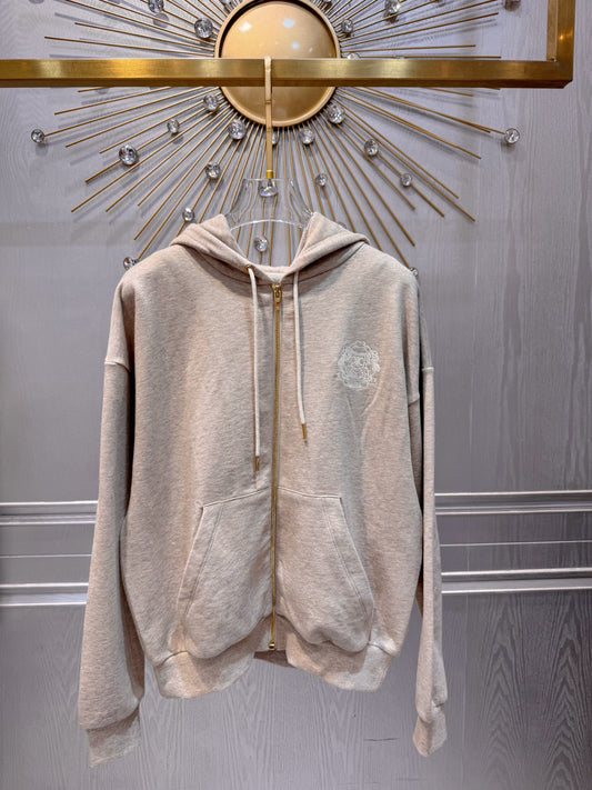 Cel**25fw badge zipper hoodie