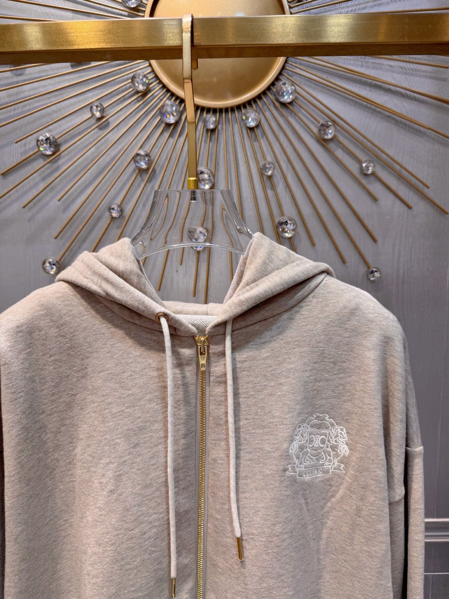 Cel**25fw badge zipper hoodie