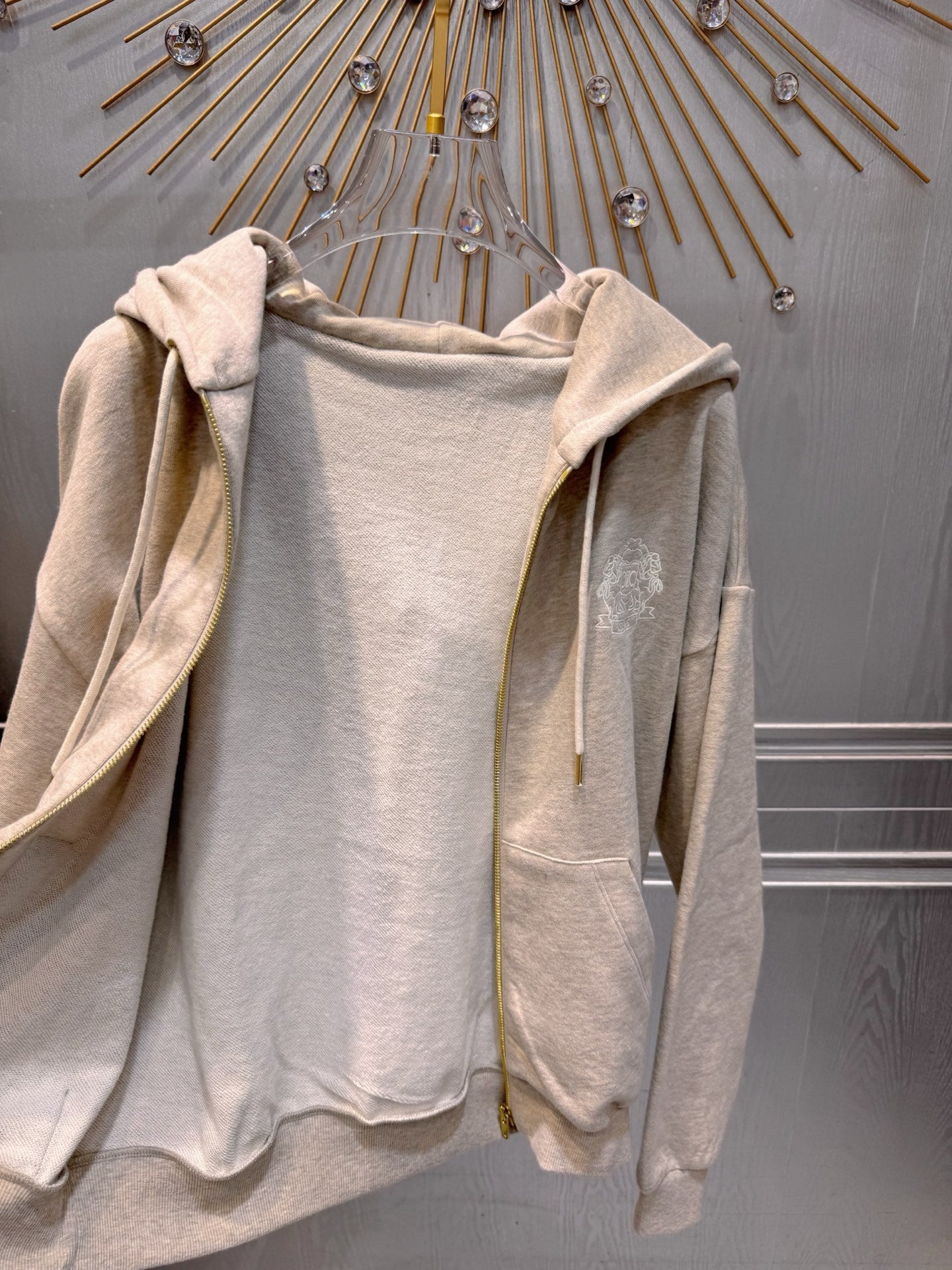 Cel**25fw badge zipper hoodie