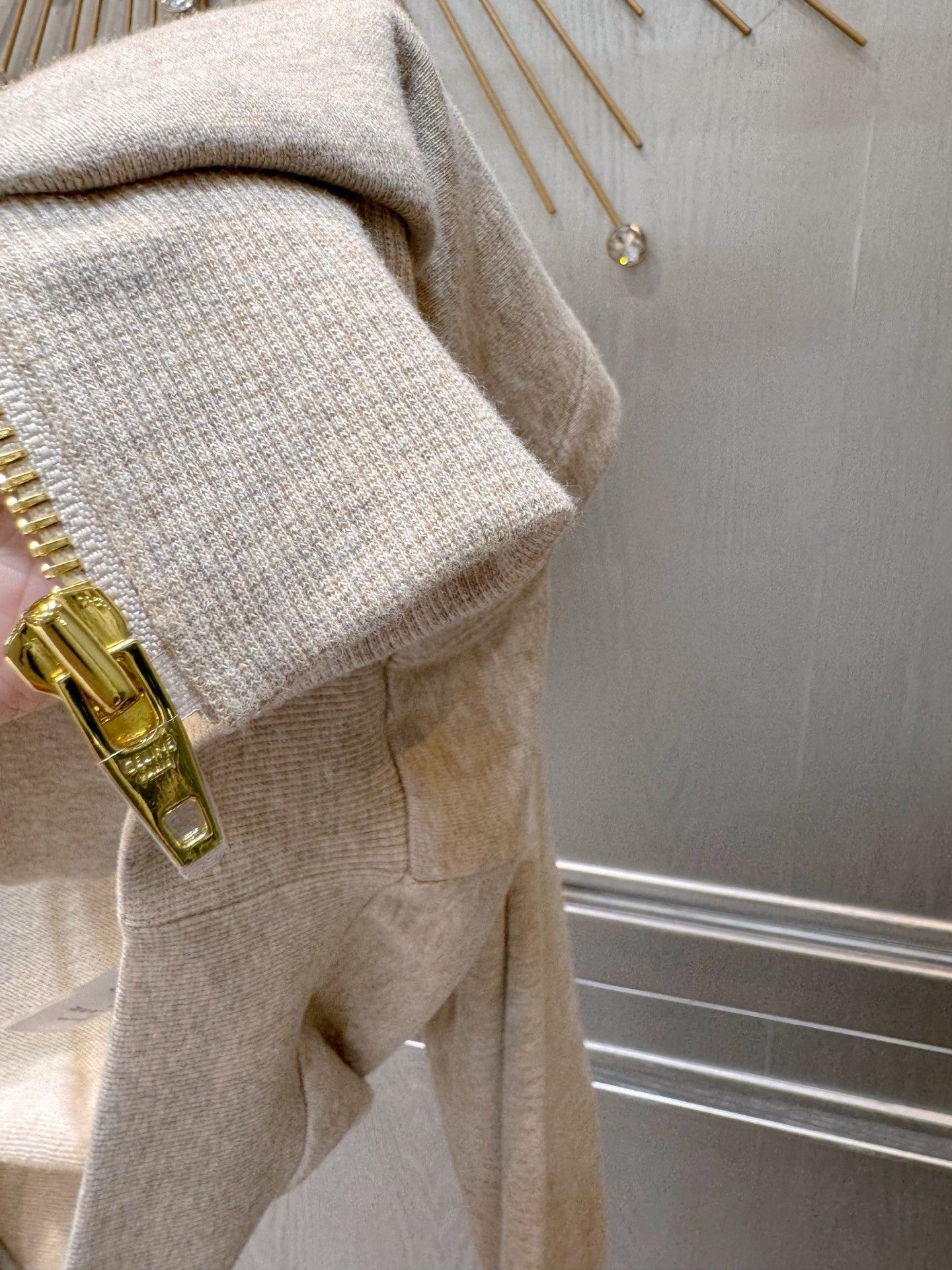 Cel**25fw badge zipper hoodie