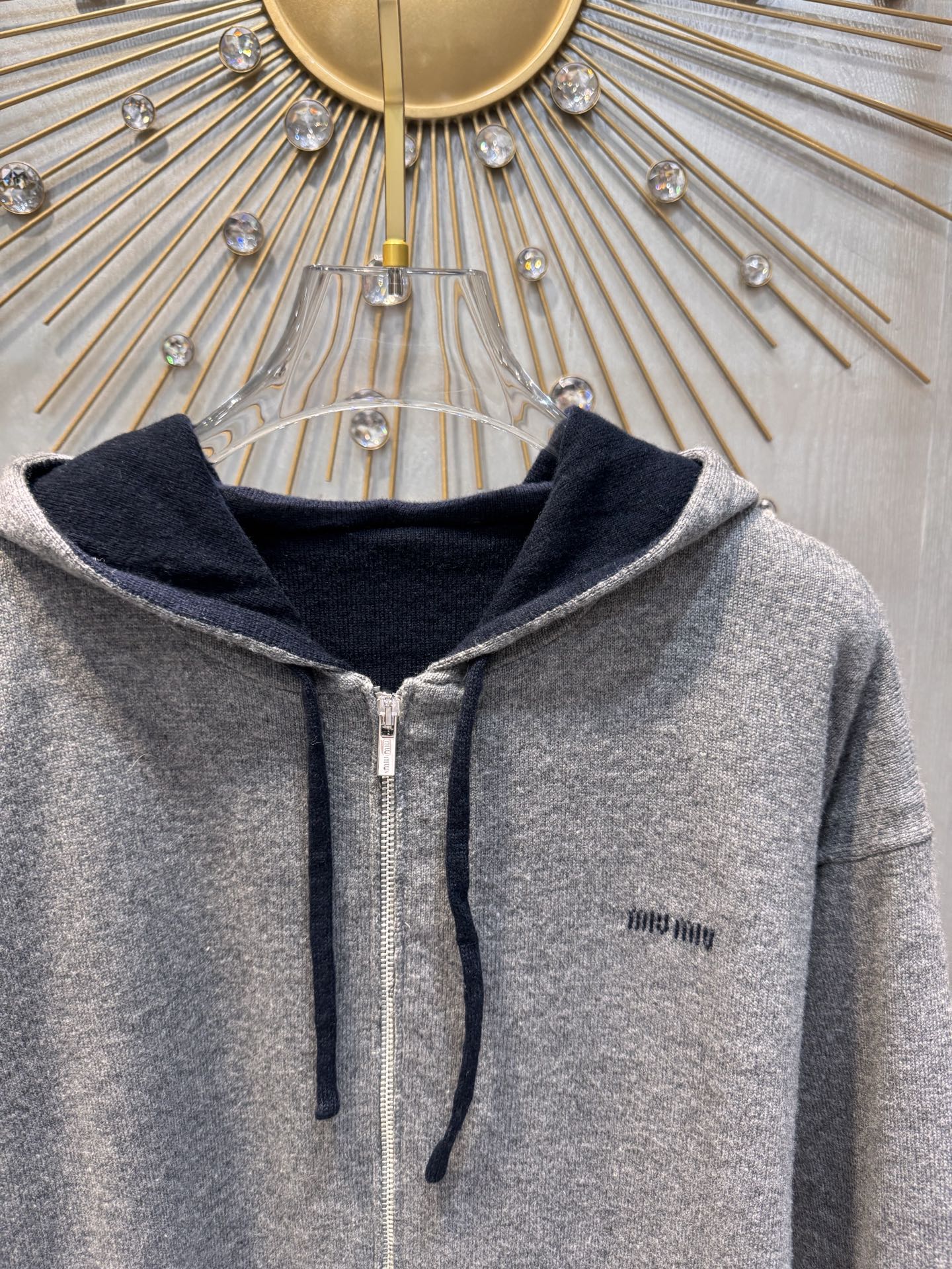 Miu**25fw wool and cashmere hooded jacket