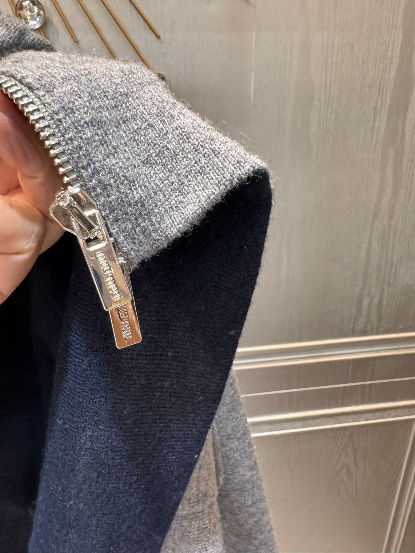 Miu**25fw wool and cashmere hooded jacket