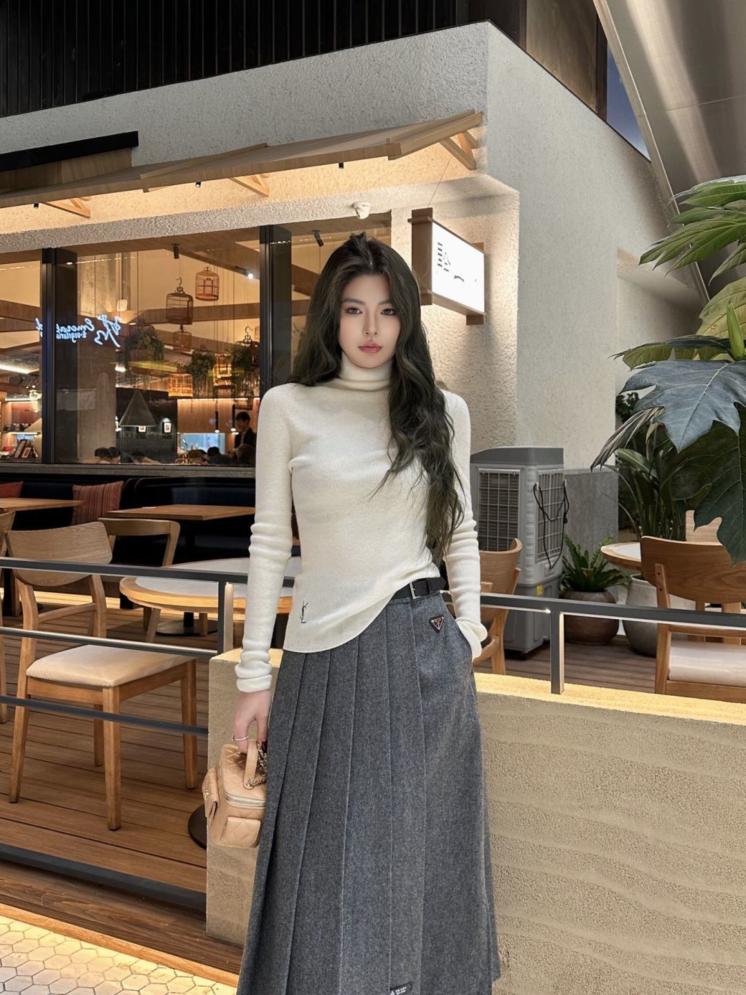 Pra**25fw new pleated long skirt