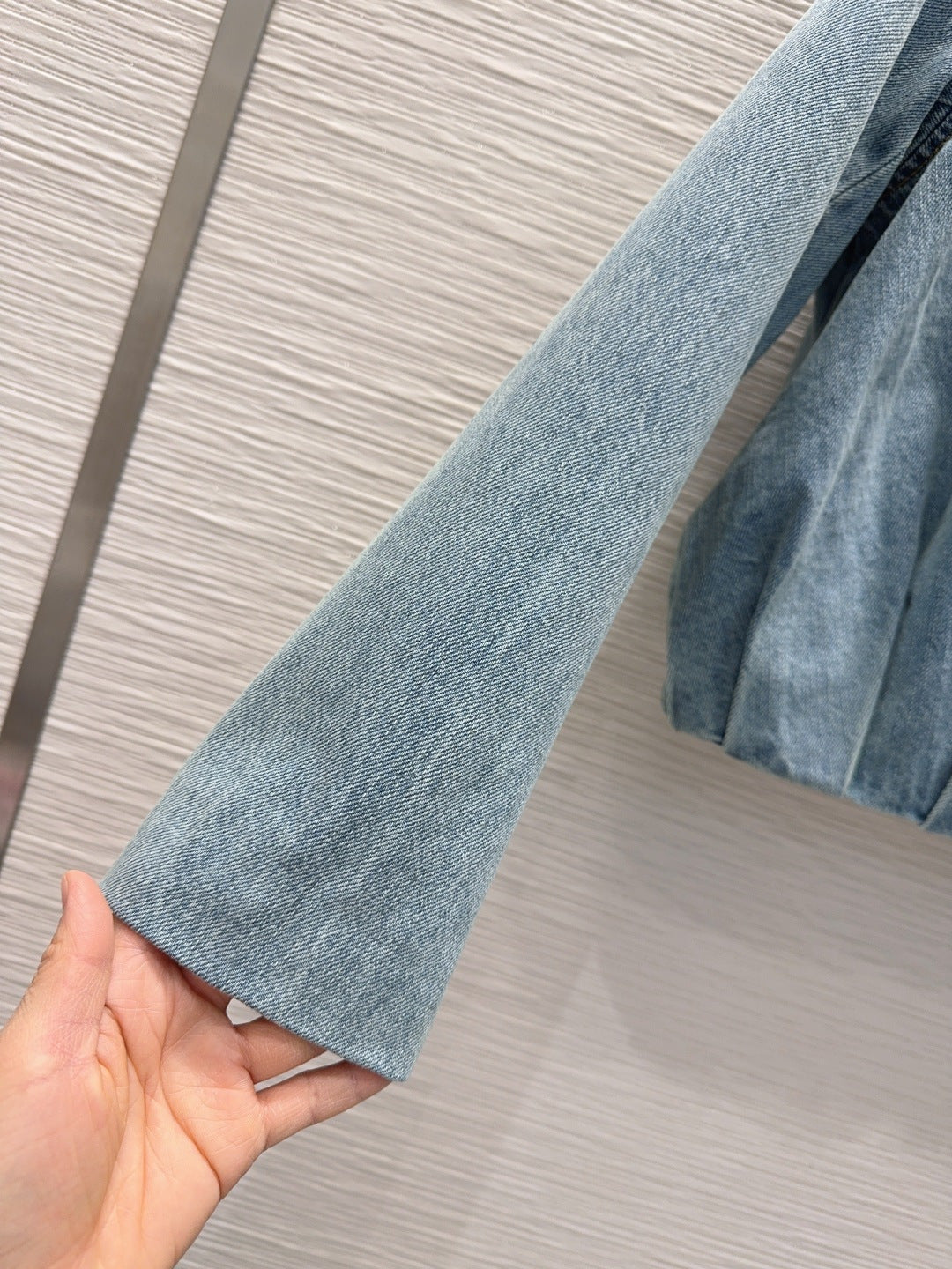 Lew 25fw zippered leather patch denim suit