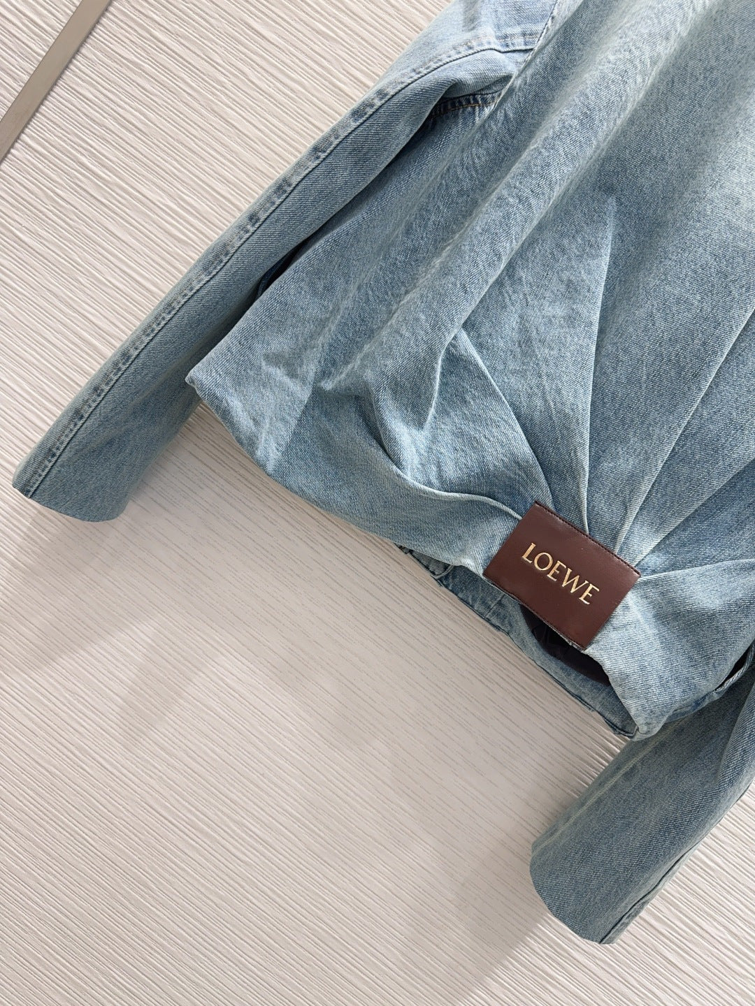 Lew 25fw zippered leather patch denim suit