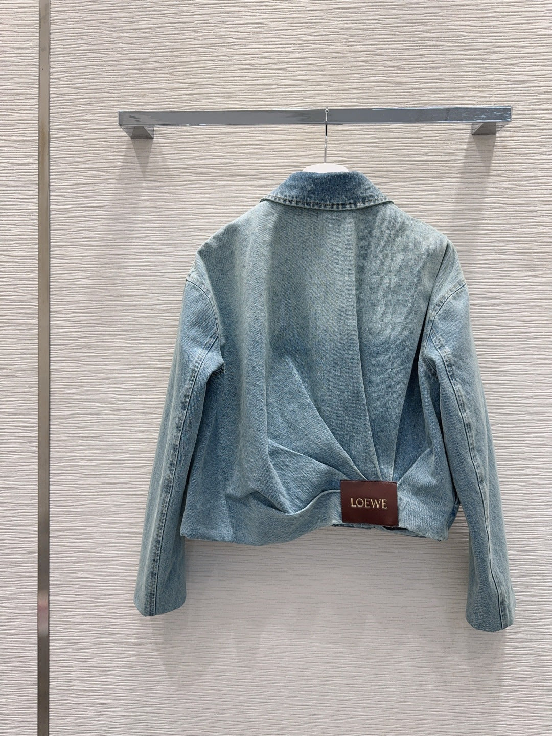 Lew 25fw zippered leather patch denim suit