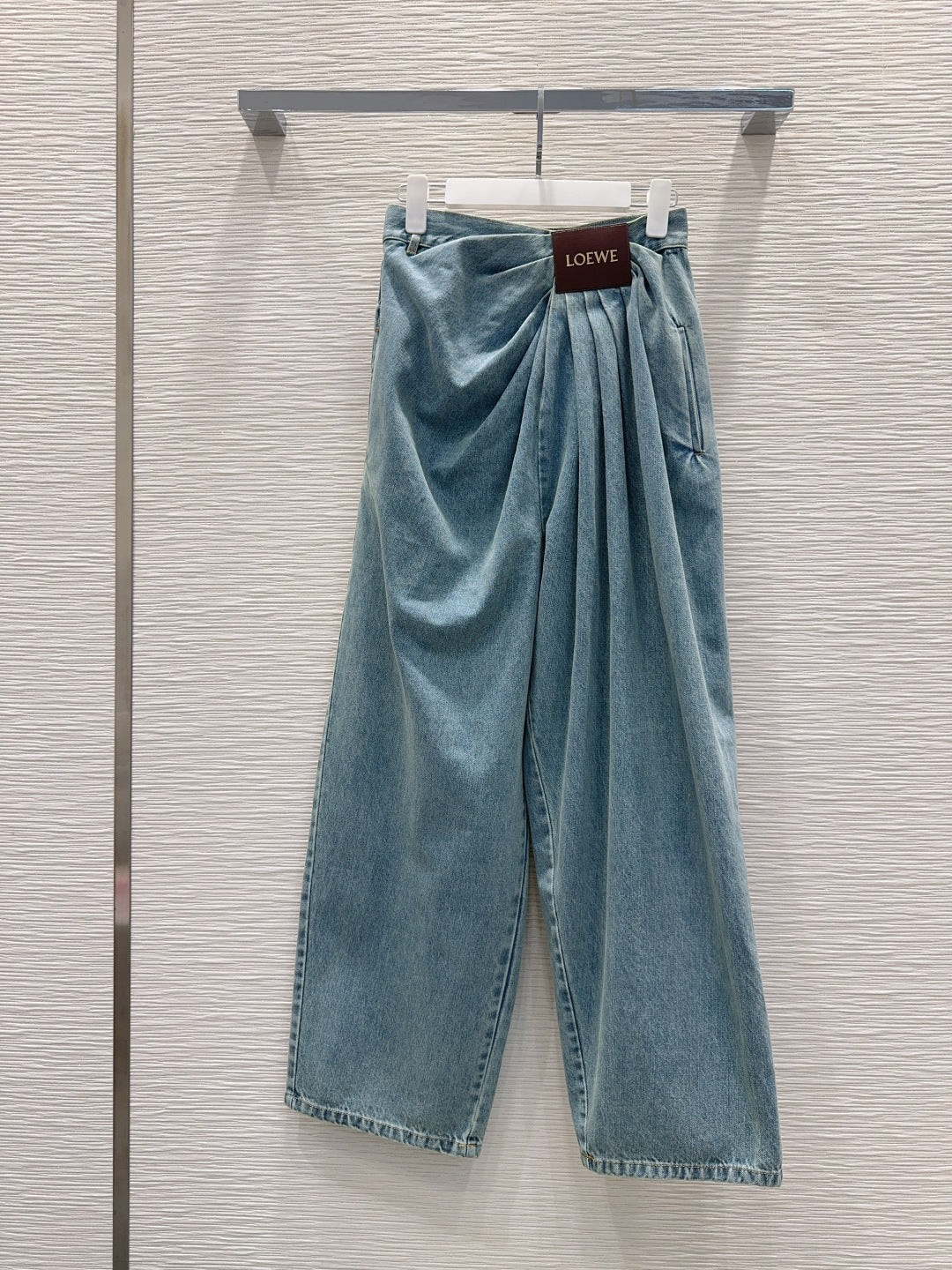 Lew 25fw zippered leather patch denim suit