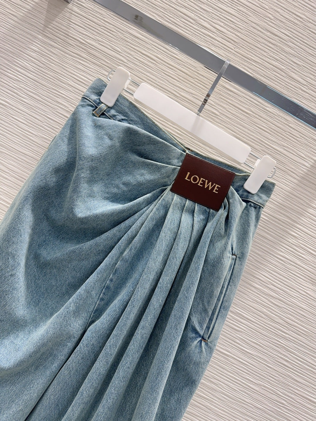 Lew 25fw zippered leather patch denim suit