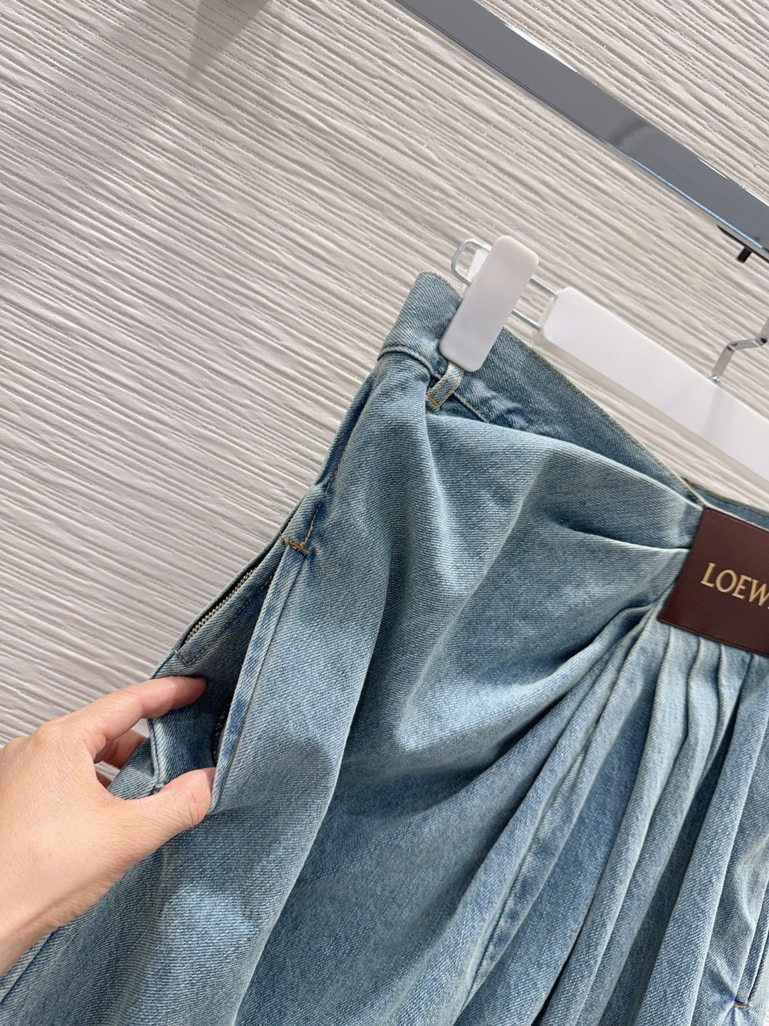 Lew 25fw zippered leather patch denim suit