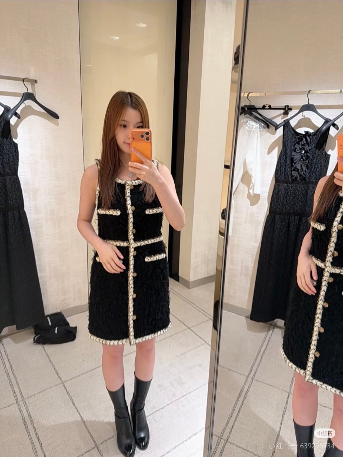 Cha**25fw tweed vest dress