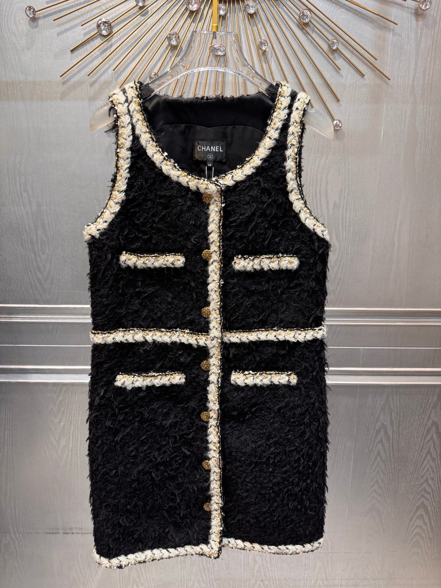 Cha**25fw tweed vest dress