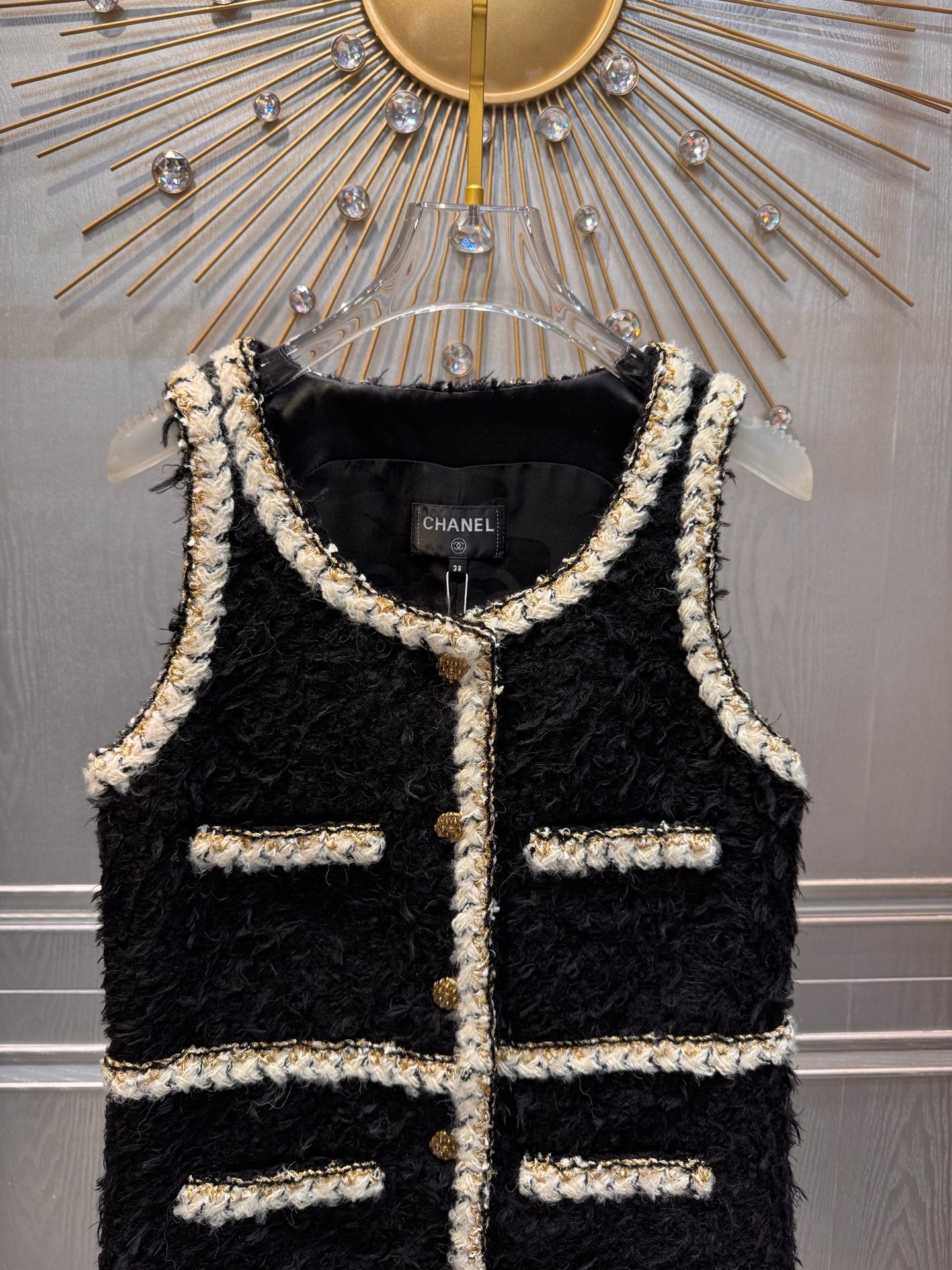 Cha**25fw tweed vest dress