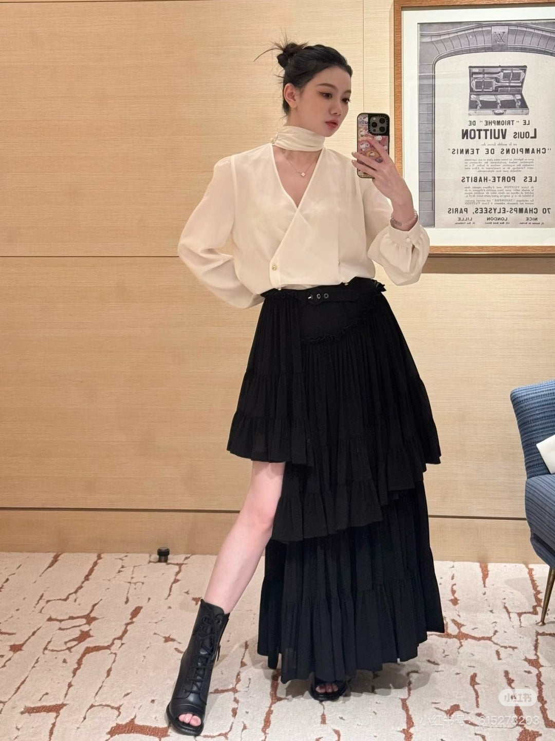 Lou**26 new early spring style high-low tiered skirt