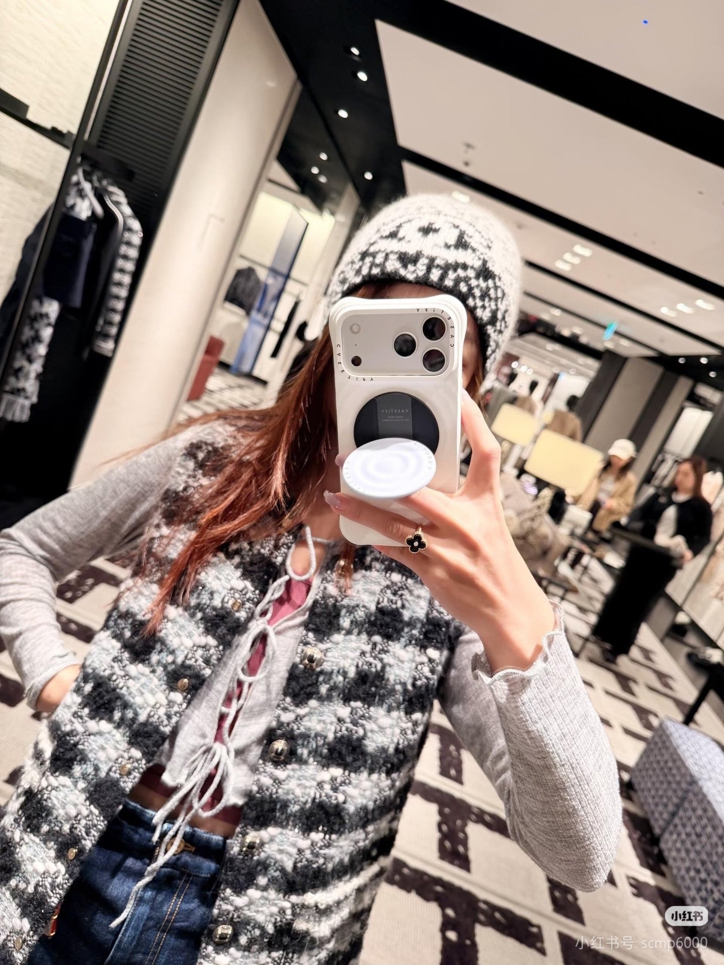 Cha**25N series checkered vest in black white and gray