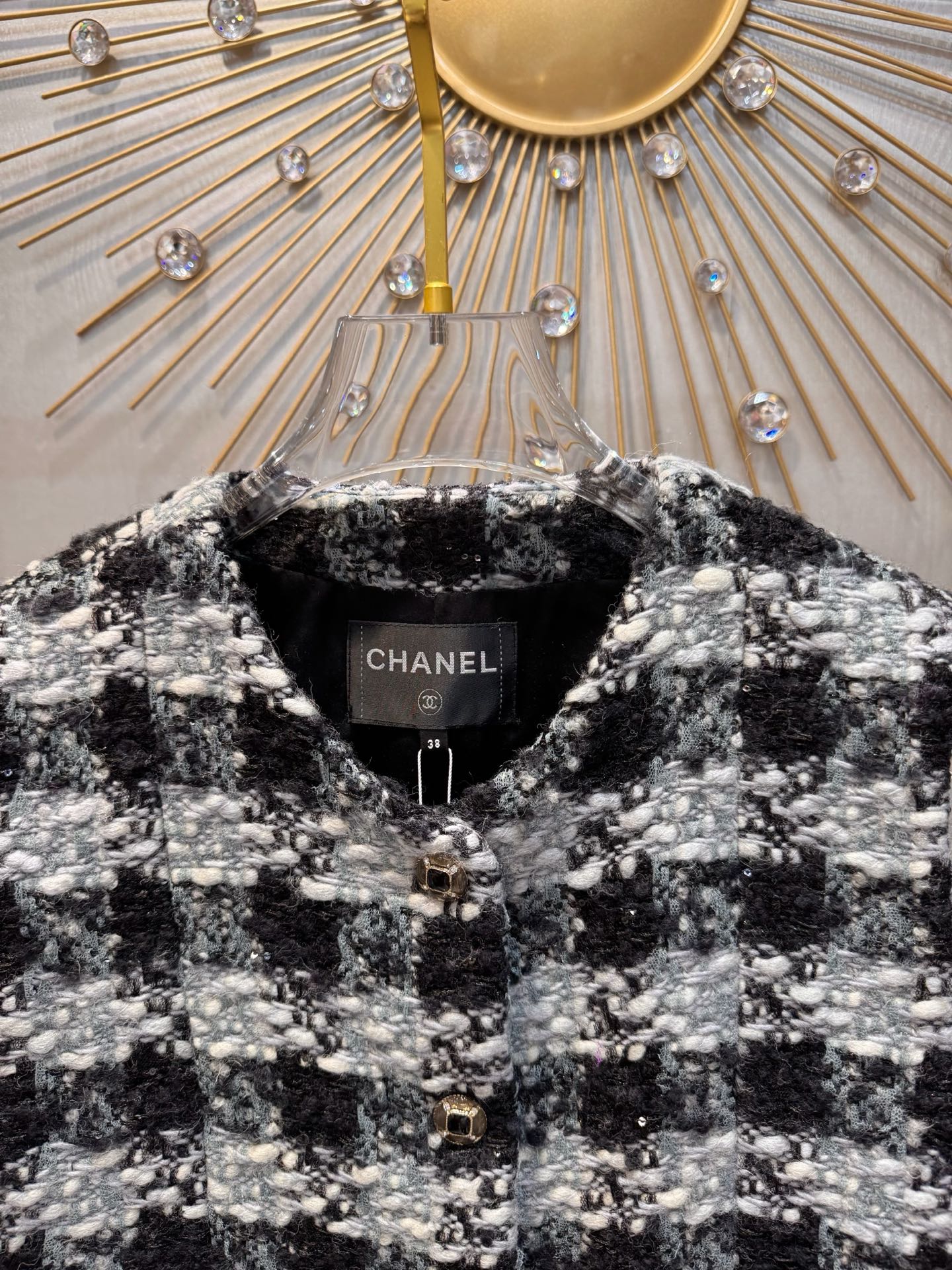 Cha**25N series checkered vest in black white and gray