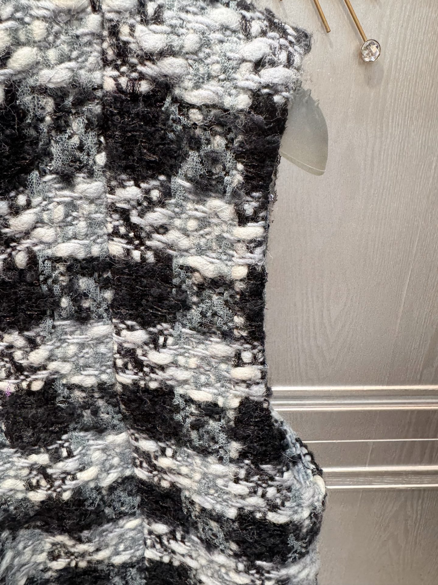 Cha**25N series checkered vest in black white and gray