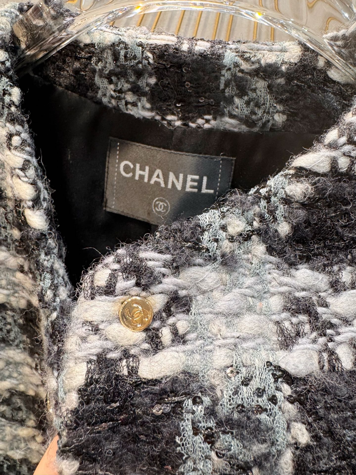 Cha**25N series checkered vest in black white and gray