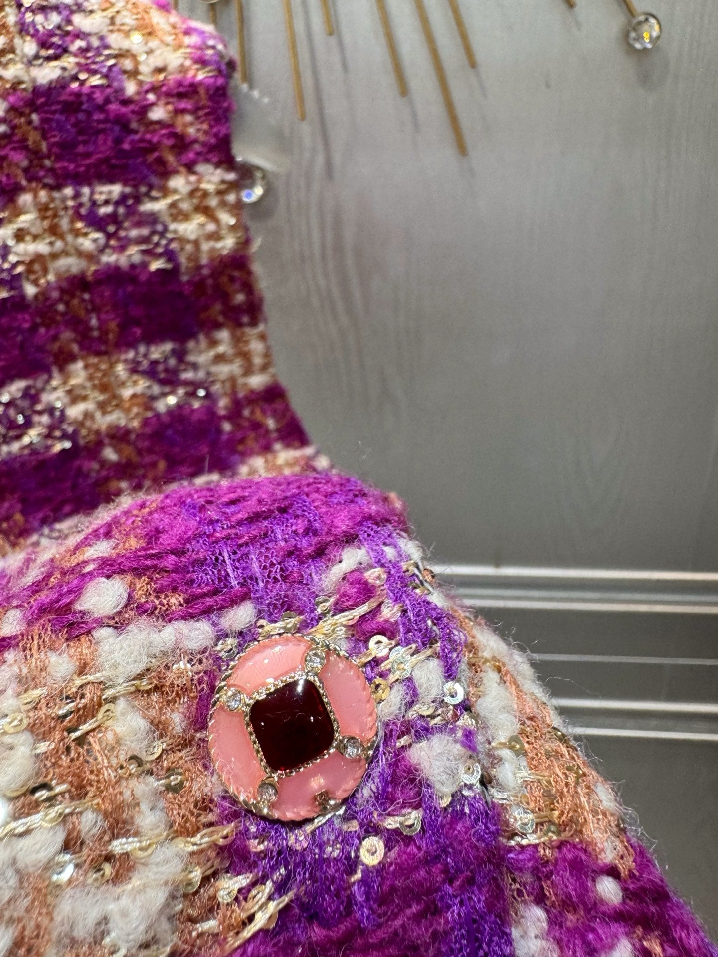 Cha**25N series checkered vest in purplish-red