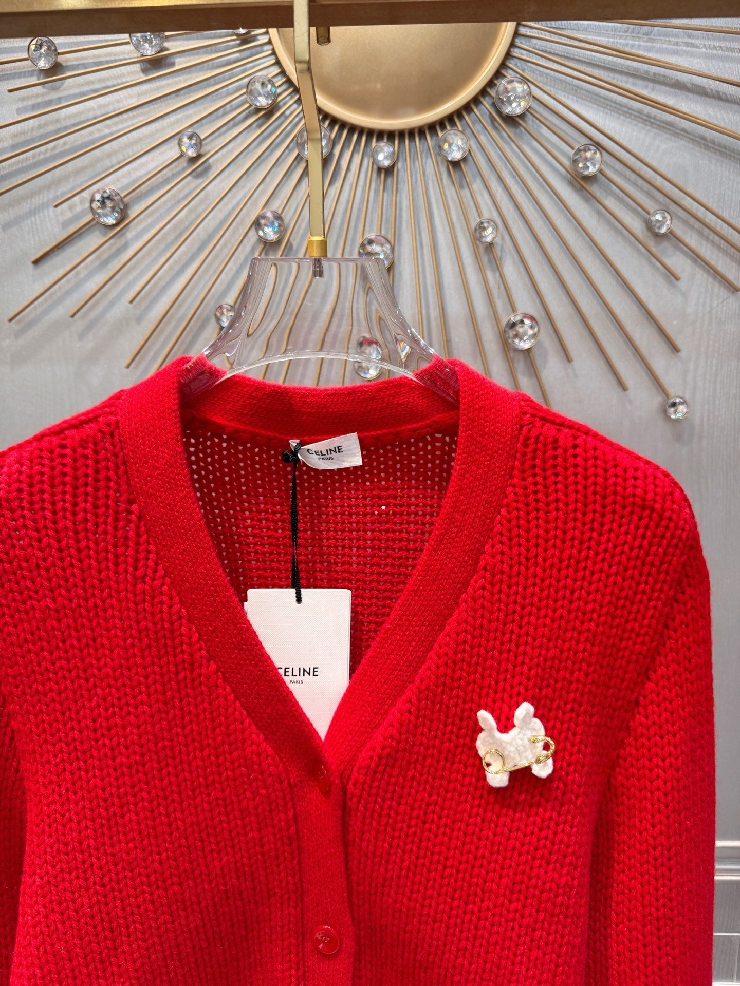 Cel**25fw new red knit cardigan
